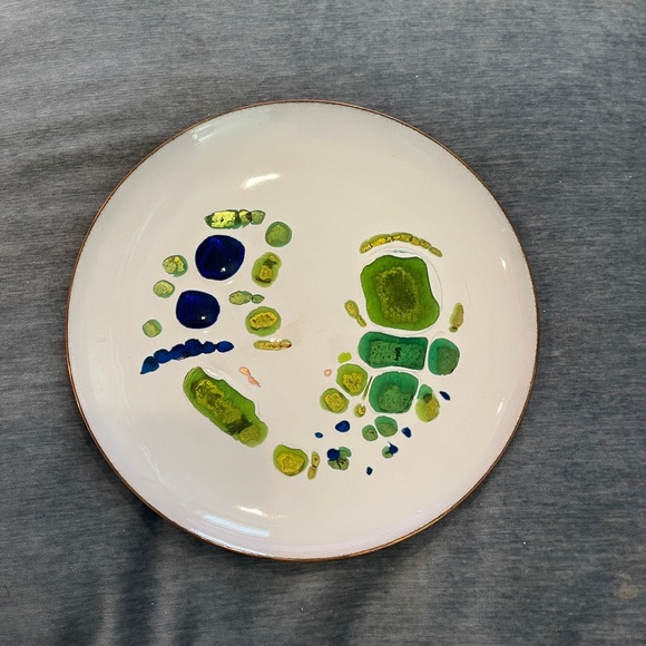 Mid Century Copper Enameled Modern Abstract Art Plate by Artist Elizabeth Madley - Picture 2 of 7